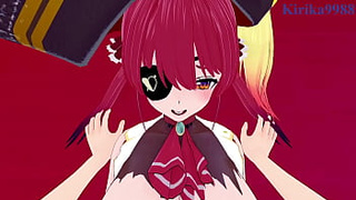 Houshou Marine and Ookami Mio intense sex. - Hololive VTuber POINT OF VIEW Anime