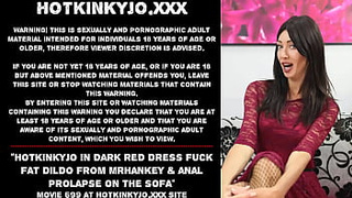 Hotkinkyjo in african red dress fuck wide dildo from mrhankey & anal prolapse on the sofa
