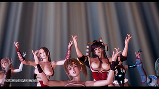 [MMD] PSY - GENTLEMAN DOA Striptease Marie Rose Honoka Misaki Mai Shiranui Tamaki Katsumi Nyotengu