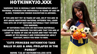 Sexy princess Hotkinkyjo take balls in butt & anal prolapse in the forest