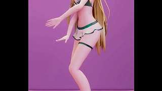 Date A Live Mayuri Cartoon Undress Dance Bboom Bboom Song Blonde Skank Mmd 3D Clear Blue Clothes