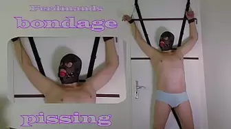 BDSM Bondage Pissing desperate fiance bondage tied up peeing. Nasty Male Wet and Pissy from Holland.