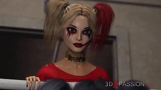 Lezzie sex with strapon. Harley Quinn plays with a female prison officer in the prison