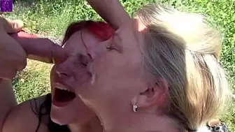 Mom and stepdaughter were naughty used by countless males at a bathing lake! Part two
