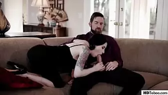 Extremely nasty babe gets DPed by Dad and Stepson