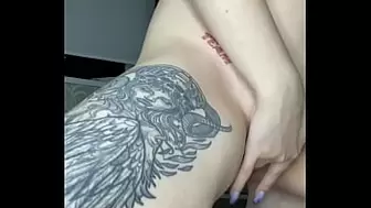 Beautiful woman jerking off on sex tape
