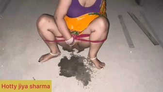 Sweet bhabhi is desperate for hard-core sex to fulfil her sexual desire when pissing in store room