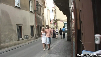 Naughty blonde teenie cheats on bf with his cougar bro