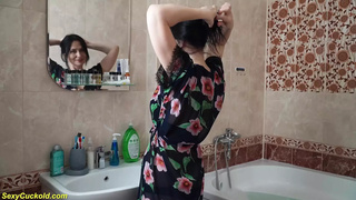 hairy bush older takes a soapy shower